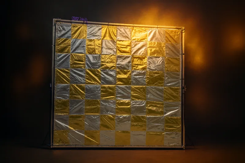 8×8'  Checkerboard Fabric Silver/Gold